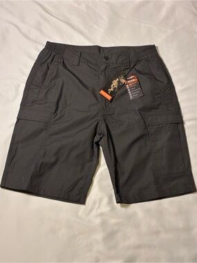 Men's Free Soldier Black Cargo Shorts with Elastic Waistband - Tactical Utility